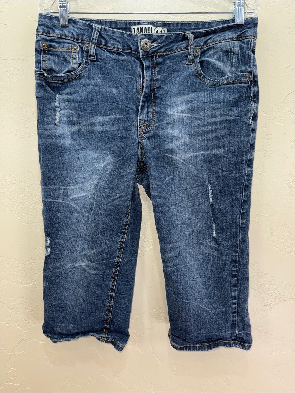 Zanadi Distressed Blue Jean Shorts Jorts‎ 14 Long line Y2K Streetwear